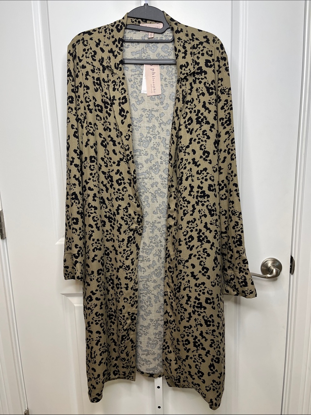 Philosophy Tan Leopard Print Duster Large NWT